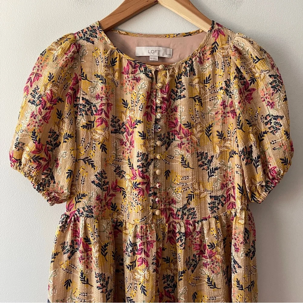 LOFT Floral Tiered Midi Dress XS | Cottagecore Boho Fairy Floral | Retail $89 - Picture 6 of 7